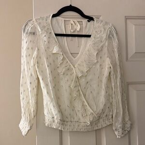 Abercrombie & Fitch Cream Blouse with Silver Accents